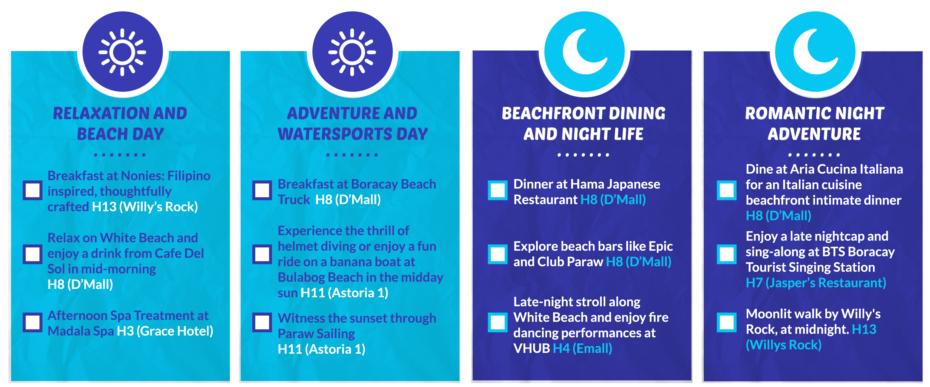 Large panoramic view of Boracay beach activities